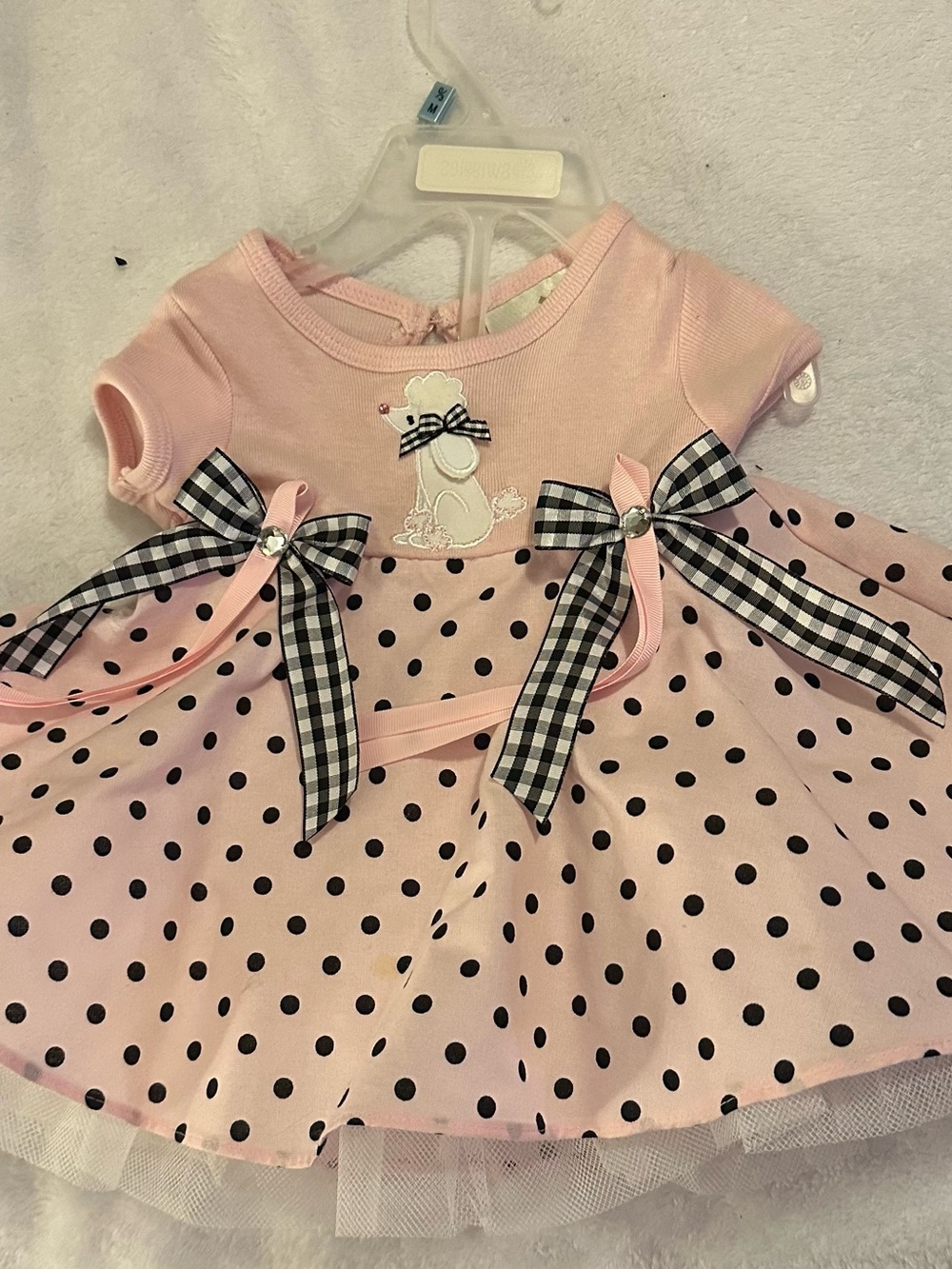 Swiggles Light Pink Dress with Black Polka Dots